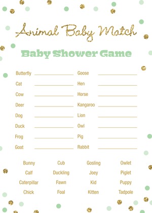 Gold Glitter Graphic Mint Dots Diaper Raffle Cards