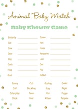 Gold Glitter Graphic Dots Mint Baby Animal Name Game