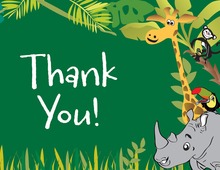 Jungle Animals Forest Green Thank You Cards
