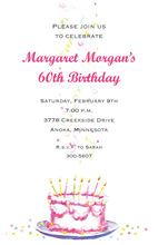 Pink Cake Confetti Celebration Birthday Invites