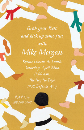 Orange Taekwondo Kick Invitations