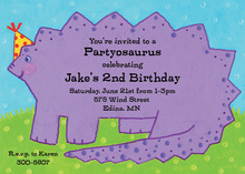 Purple Dinosaur Party Invitations