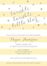 Yellow Stripes Silver Twinkle Little Star Invites