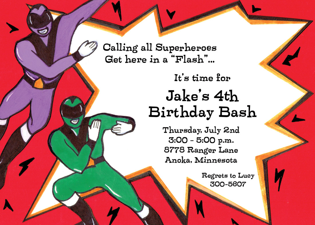 Power Kids Super Hero Invitations