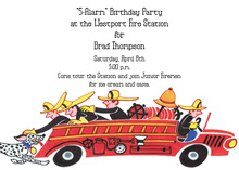 Fire Truck Chalkboard With Banners Photo Invitations