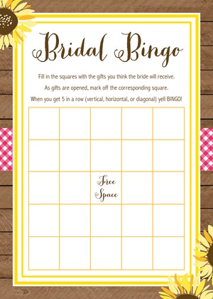 Sunflower Oilcloth Bellyband Bridal Shower Invitations