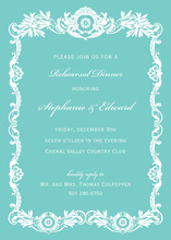 Formal Brown Border Teal Invitation