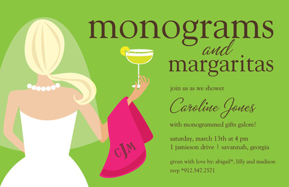 Monograms Margaritas Classy Cocktail Invitations