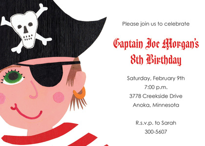 Eye Patch Boy Pirate Invitations