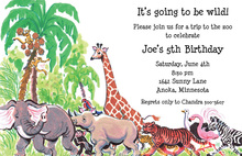 Party Animals Blue Birthday Invitations