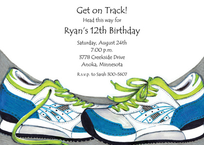 Blue Running Shoes Invitation