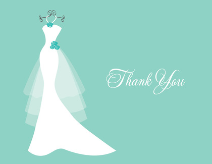 Wedding Dress Flowers Taupe Thank You Cards