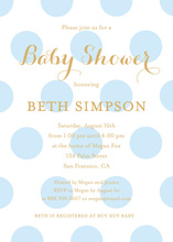 Light Blue Polka Dots Gold Glitter Graphic Invites