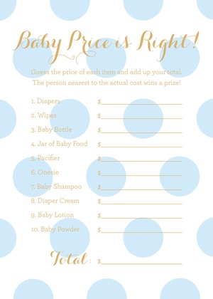 Light Blue Polka Dots Gold Glitter Graphic Invites