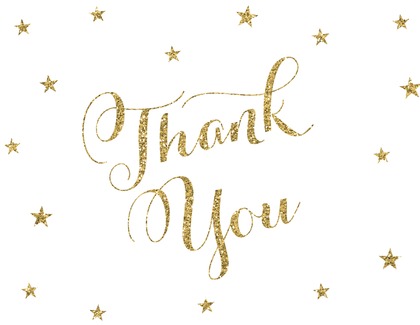 Gold Glitter Stars Navy Thank You Cards