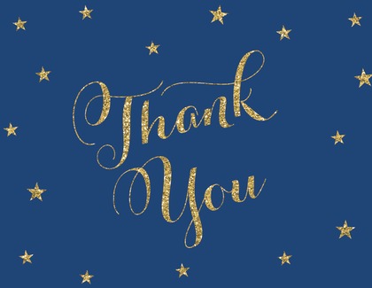 Blue Stripes Gold Glitter Thank You Cards