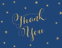 Navy Horizontal Stripes Gold Script Thank You Note