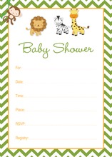 Safari Animals Baby Shower Fill-in Invitations