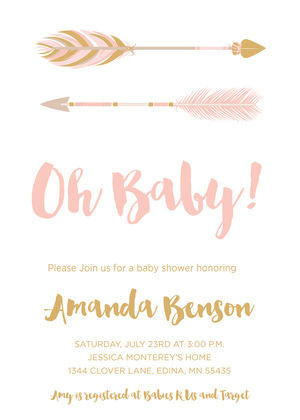 Tribal Arrows Gender Reveal Baby Shower Event Invitations