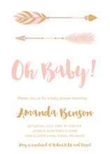 Pink Tribal Arrows Baby Shower Invitations