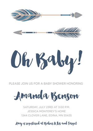 Tribal Arrows Gender Reveal Baby Shower Event Invitations