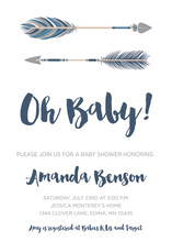 Navy Tribal Arrows Baby Shower Invitations
