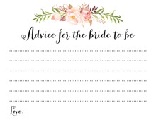 Watercolor Rose Bouquet Bridal Advice Cards