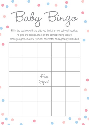 Pink vs Blue Polka Dots Diaper Raffle Cards