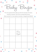 Gold Glitter Graphic Pink Dots Baby Bingo Game