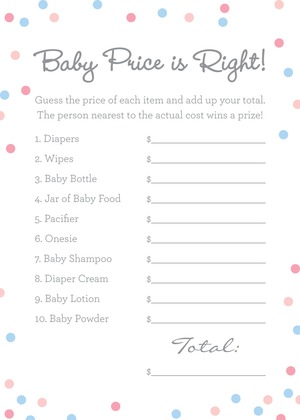 Pink vs Blue Polka Dots Baby Bingo Game