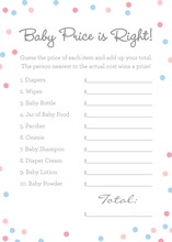 Pink vs Blue Polka Dots Baby Shower Price Game