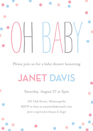 Pink vs Blue Polka Dots Fill-in Invitations