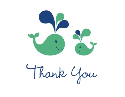 Teal Whale Splash Thank You Cards