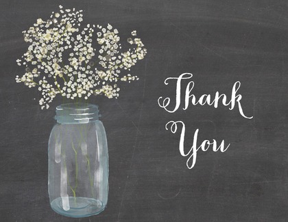 Baby Breath Flowers Mason Jar Wood Thank You Note Card