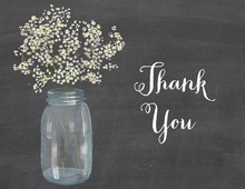 Baby Breath Flowers Mason Jar Chalkboard Thank You Note Card