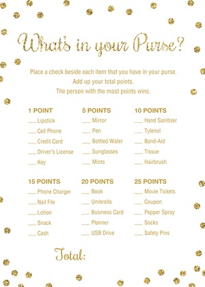 Gold Glitter Graphic Dots Bridal Knowledge Game