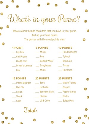 Gold Glitter Graphic Dots Bridal Bingo