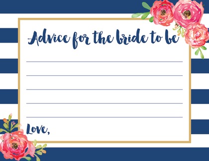 Navy Stripes Watercolor Floral Who Knows Bride Game