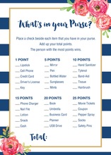 Navy Stripes Watercolor Floral What's In Your Purse Game