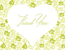 Big Heart In Green Bloom Thank You Cards