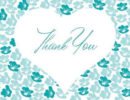 Big Heart In Orange Bloom Thank You Cards