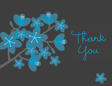 Floral String Blue Thank You Cards