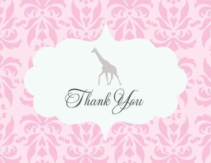 Damask Giraffe Thank You Cards