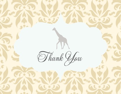 Damask Giraffe Thank You Cards