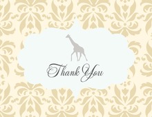 Beige Yellow Damask Giraffe Thank You Cards