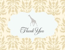 Beige Yellow Damask Giraffe Thank You Cards