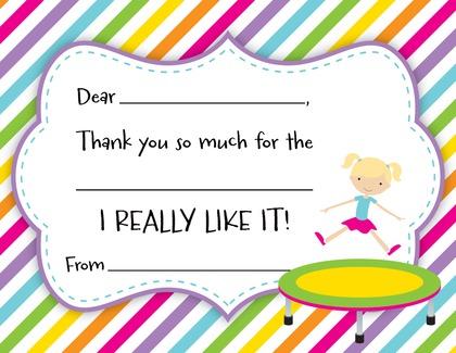 Trampoline Boy Kids Fill-In Thank You Cards