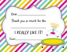 Blonde Trampoline Girl Kids Fill-In Thank You Cards