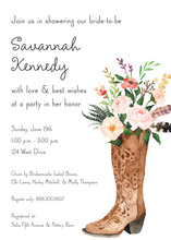 Coral Pink Cowgirl Boot Bouquet Wood Frame Invitations