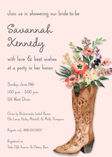 Western Boot Posie Bouquet Pink Bridal Invitations
